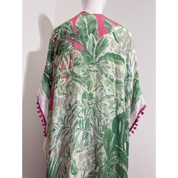 Shiraleah Women’s Floral Viscose Beach Cover-Up with Pom-Pom Trim - Picture 10 of 14